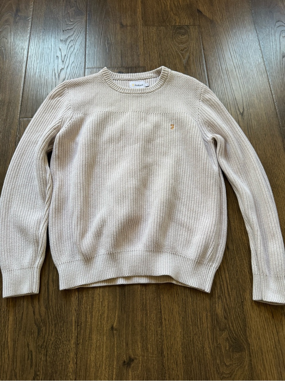 Farah‎ Off-White Textured Knit Crewneck